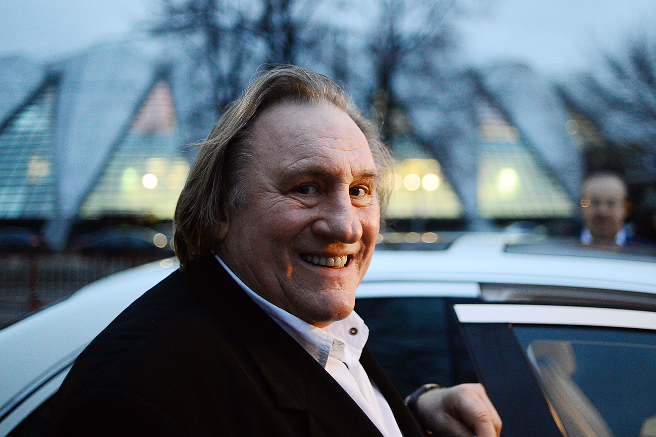 Actor Gerard Depardieu after tasting Crimean wines in a Moscow restaurant.