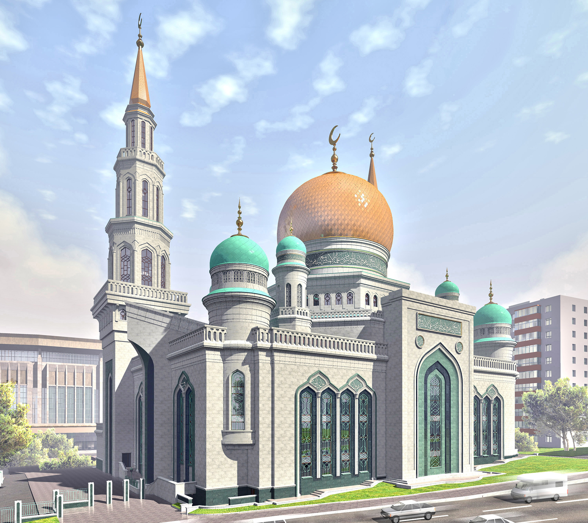 Джамията е обзаведена със седем асансьора, с климатици и с оборудване за хора с ограничени възможности.