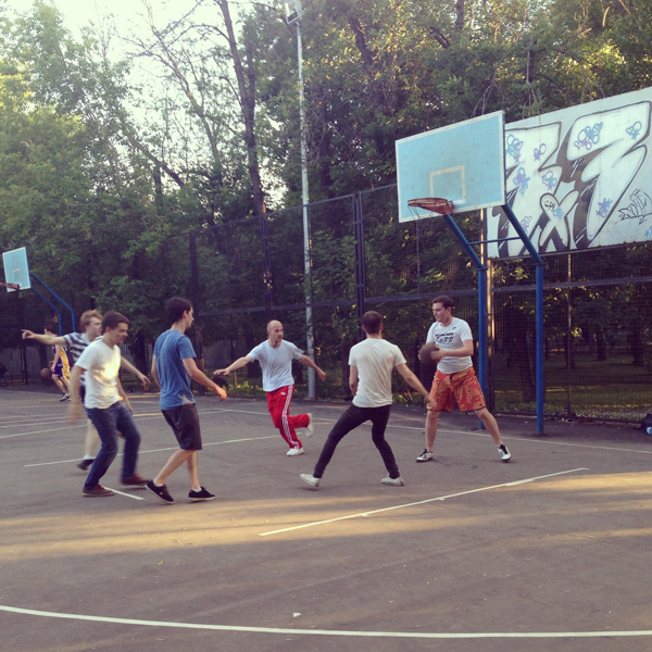 Saturday: While young basketball players are trying to show their best in Moscow&#039;s Festivalniy park...