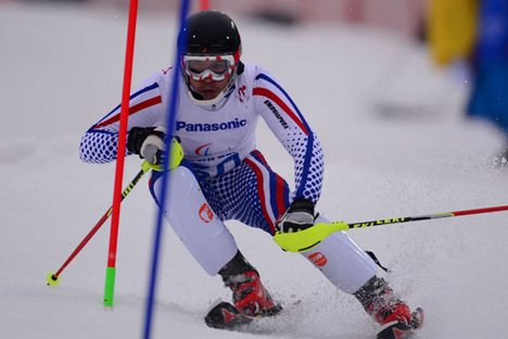 Váleri Redkozubov conquistou o outro nos Jogos Paraolímpicos de Sôtchi no slalom para atletas com deficiência visual Foto: RIA Nóvosti