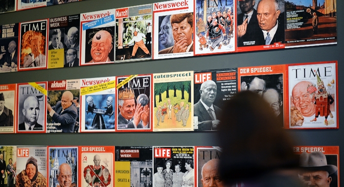 A exposição dá grande atenção à política internacional de Khruschov Foto: Vladímir Pésnia/RIA Nóvosti