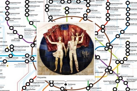 Mapa mostra variação de arquitetura pelas quase 200 estações de metrô da capital Foto: Moscow Metro