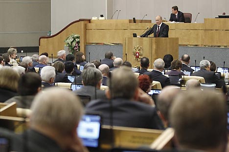 Wladimir Putins Rechenschaft vor den Abgeordneten der Staatsduma. Foto: Reuters