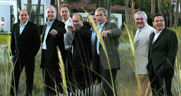Alle zusammen: Wladimir Putin beim G8-Gipfel im Jahr 2005. Foto: RIA Novosti