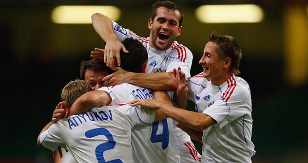 Wie viel wird das russische Team (hier 2010) bei der EM 2012 zu feiern haben? Foto: Getty Images/ Fotobank