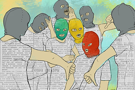 Die Gesellschaft reagiert auf Pussy Riot so, wie sie seit jeher auf systemkritische Persönlichkeiten reagiert hatte (Illustration: Natalia Michailowa)