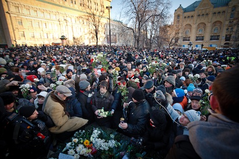 Nach offiziellen Angaben  versammelten sich am Samstag auf dem zentralen Lubjanka-Platz in Moskau rund 700 Menschen. Foto: Ruslan Suchschin.