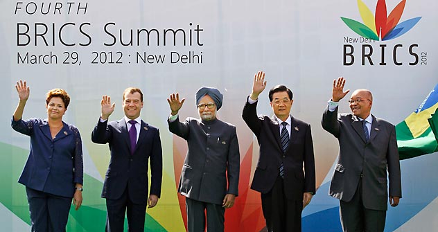 Die Abkürzung BRICS steht für die Anfangsbuchstaben der fünf Staaten: Brasilien, Russland, Indien, China und Südafrika. Foto: AP
