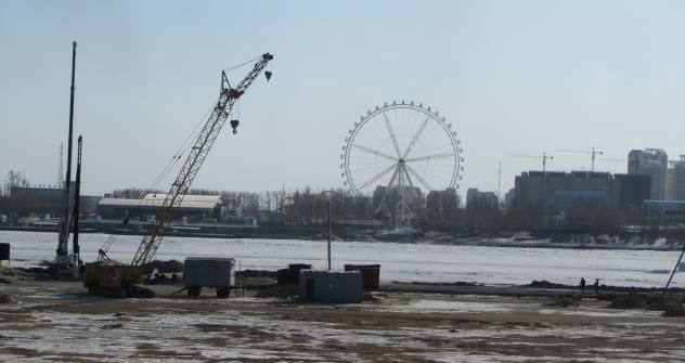 Der Flusses Amur trennt die Stadt Blagoweschtschensk von der chinesischen Stadt Heihe. Foto: Artjom Sagorodnow
