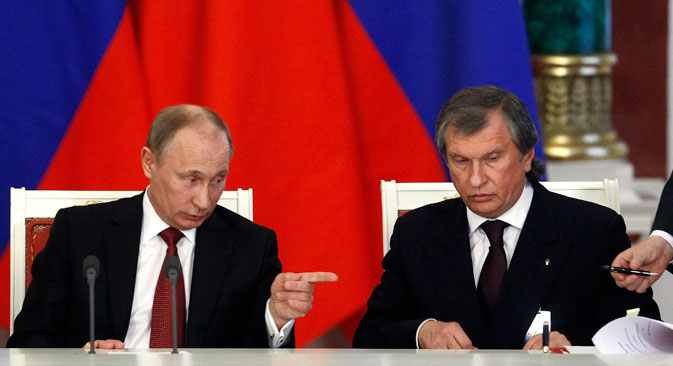 Wladimir Putin und Rosneft-Chef Igor Setschin. Foto: Reuters
