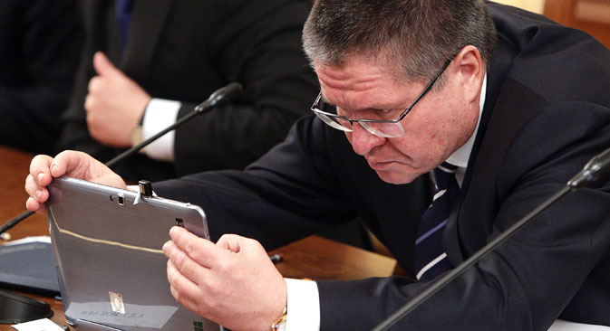Von offizieller Seite wurden alarmierende Wirtschaftszahlen veröffentlicht. Auf dem Bild: Der russische Minister für Wirtschaftsentwicklung Alexej Uljukajew. Foto: Oleg Prosolow/Rossijskaja Gaseta