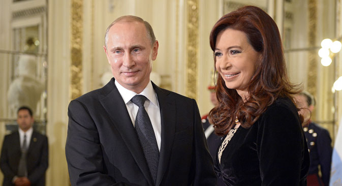 Der russische Präsident Wladimir Putin während seines Staatsbesuchs mit der argentinischen Präsidentin Cristina Fernández de Kirchner. Foto: RIA Novosti