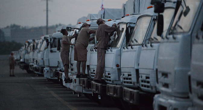 Russland drohen weitere Sanktionen, wenn Lastwagen in die Ukraine fahren. Foto: Maxim Blinow/RIA Novosti