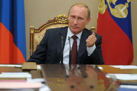 Laut einer Umfrage sind die Russen mit ihrem Präsidenten hochzufrieden. Foto: Alexej Druschinin/RIA Novosti