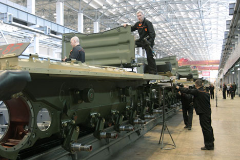 Russland erhöht die Ausgaben für seine Rüstungsindustrie. Foto: Sergej Mamontow/RIA Novosti