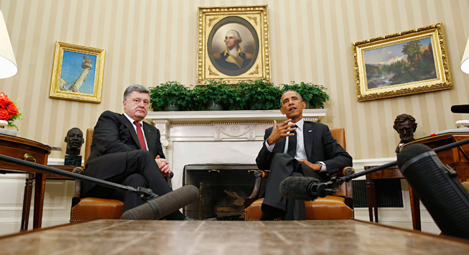 Barack Obama und Petro Poroschenko besprachen in September die Minsker Verhandlungen zur Ukraine-Krise. Foto: Reuters