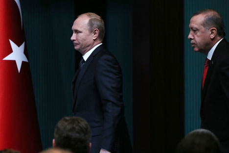 Russlands Prüsident Wladimir Putin und Präsident der Türkei Recep Tayyip Erdoğan.
