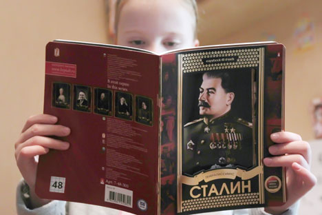 School notebooks portraying Soviet leader Joseph Stalin fuelled the debate in the Russian community. Source: ITAR-TASS  