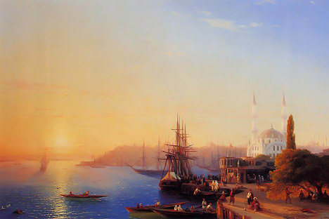 Ivan Aivazovsky’s “View of Constantinople and the Bosphorus” sold for more than $5.2 million, breaking yet another record in the booming world of Russian art. Pictured: Photocopy of the painting