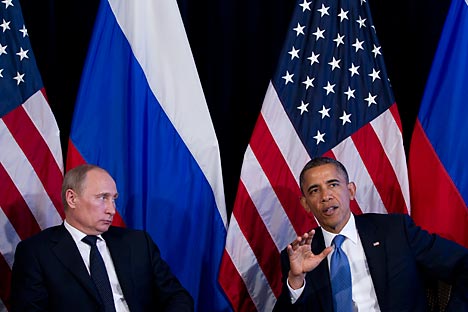U.S. President Barack Obama and Russian President Vladimir Putin at the G20 summit in Los Cabos, Mexico. Source: AP