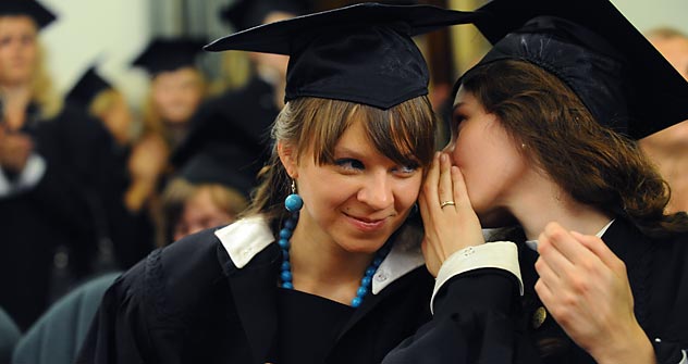 Since the Soviet Union fell, the number of institutes and universities in Russia has increased 10-fold, from 300 to 3,000. Pictured: Commencement ceremony at Moscow State Linguistic University. Source: ITAR-TASS 