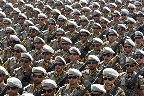 The Army and Navy of Iran have tactical missiles that can effectively strike the marine and land forces of the United States in the region, according to some Russian experts. Pictured: Iranian army members. Source: AP