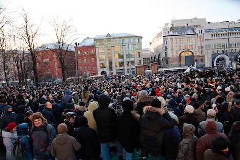 Regardless of the cold weather, Russians took to the streets in central Moscow once again. Source: Ruslan Sukhushin