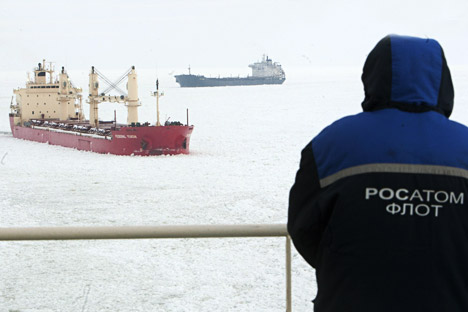 The nuclear-powered icebreaker Vaigach in the Gulf of Finland. Source: RIA Novosti / Vadim Zhernov 
