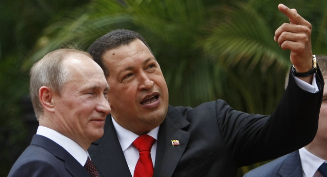 Russian President Vladimir Putin and his Venezuelan counterpart Hugo Chavez. Source: AP