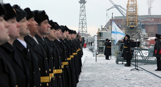 The Russian submarine, Yuri Dolgorukiy, has been passed into service by the Russian Navy. The inauguration took place at the Sevmash shipbuilding company in Severodvinsk, Archangelsk Region on Jan. 10. Source: RIA Novosti / Pavel Kononov 
