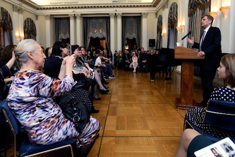 U.S. Ambassador Micheal McFaul taking the floor in Spaso House during the celebration of International Women's Day. Source: Courtesy of U.S. Embassy in Moscow