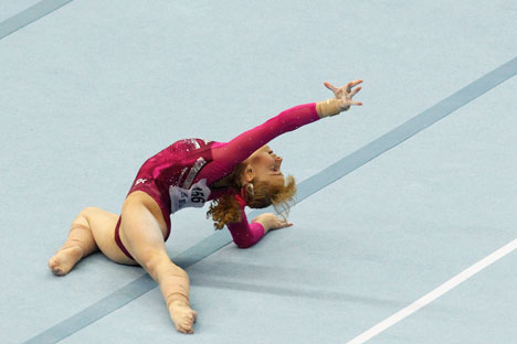 Russia's Anastasia Grishina competes during the women's apparatus finals on the floor at the European Men's and Women's Artistic Gymnastic Individual Championships in Moscow April 21, 2013. Source: Reuters