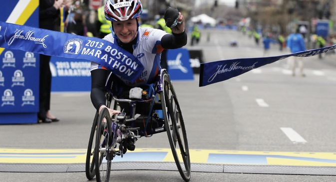 Russian-born American athlete Tatyana McFadden [pictured] will remember the Boston blast forever: On that date, she won the women’s wheelchair race in Boston. Source: Reuters