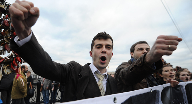 Activists held rally to mark the anniversary of last year’s mass protests. Source: ITAR-TASS