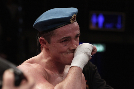 Denis Lebedev reacts after the WBO Cruiserweight championship fight against Marco Huck of Germany in Berlin. REUTERS