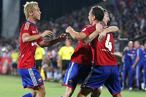 Japanese legionary of Moscow CSKA Honda got his goal in Super Cup match. Source: Victor Pogontsev / RG