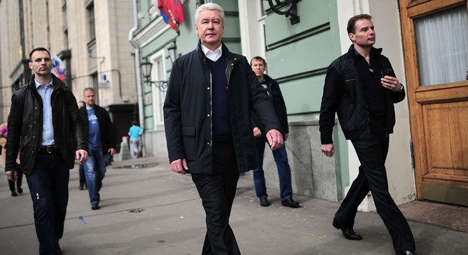 Sobyanin (center) was appointed mayor in 2010, in place of his long-serving predecessor, Yuri Luzhkov. Source: Photoshot / Vostock Photo