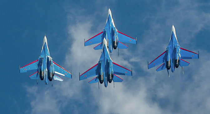 The famous Russian aerobatic team ‘Russkiye Vityazi’ (Russian Knights) will display their skills at the MAKS-2013 air show. Source: Ministry of Defence of the Russian Federation / mil.ru