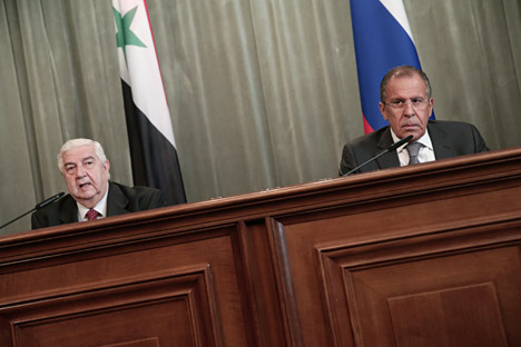 Russian Foreign Minister Sergei Lavrov (R) had warned that a military solution to the Syrian conflict would “result in anarchic terrorism” and a growing number of refugees.. Source: ITAR-TASS