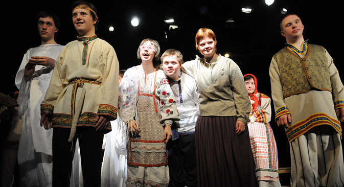 Actors with Down syndrome play in the Theatre of the Open-Hearted, based in Moscow. Source: PhotoXPress
