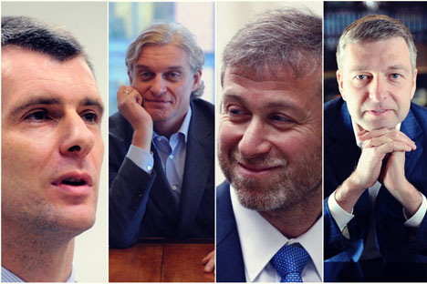 Pictured L-R: Mikhail Prokhorov, Oleg Tinkov, Roman Abramovich, Dmitry Rybolovlev. Source: Collage by RBTH
