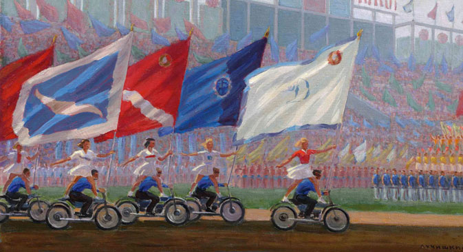Sergey Luchishkin 'Parade at the Dynamo Stadium' (1936-1976), oil on canvas. Source: Courtesy of Sotheby's