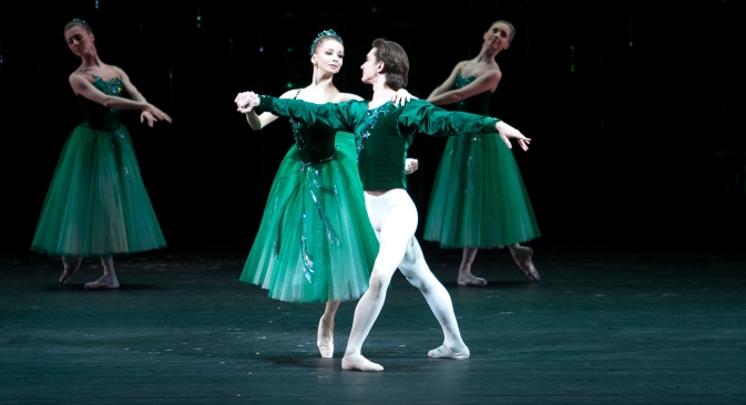“Jewels” is a ballet by George Balanchine in three parts – “Emeralds”, “Rubies”, and “Diamonds.” Source: Press Photo