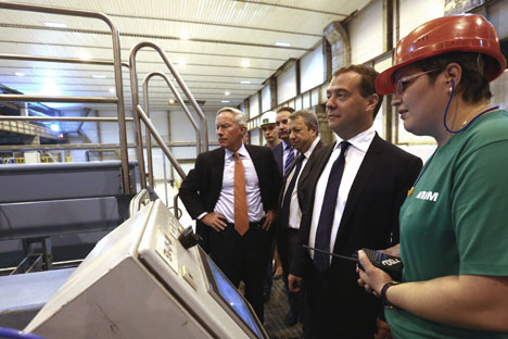 John Faraci and Russian Prime Minister Dmitry Medvedev visited Ilim Group’s new pulp mill in Bratsk, in the Irkutsk Region. Source: RIA Novosti