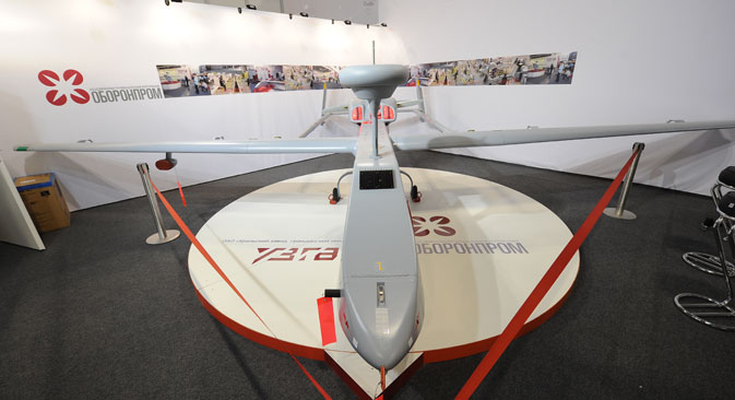 A drone at the stand of the Oboronprom corporation. Source: ITAR-TASS