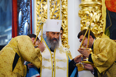 Metropolitan Onuphrius had stated that Ukraine should not enter the European Union "because people there have abandoned Christ." Source: Eugeniy Kotenko / RIA Novosti