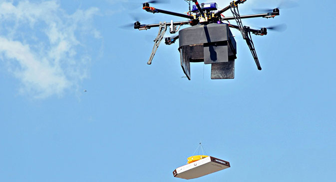A Syktyvkar pizzeria, Dodo Pizza, has begun delivering food via flying robotic drones. The first delivery by drone took place on Saturday, June 21. Source: Press Photo