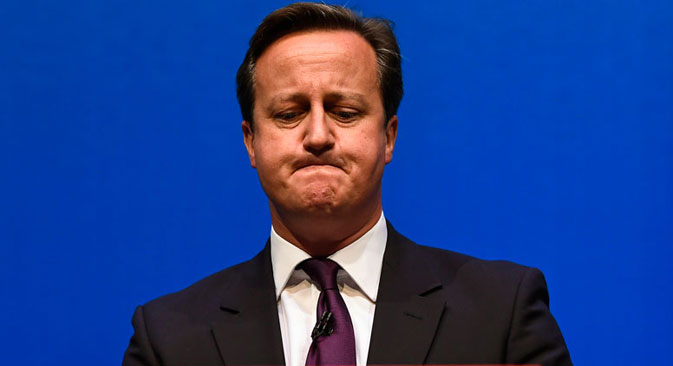 Britain's Prime Minister David Cameron gestures as he delivers a speech at the Aberdeen Exhibition and Conference Centre in Aberdeen, Scotland September 15, 2014. Source: Reuters 