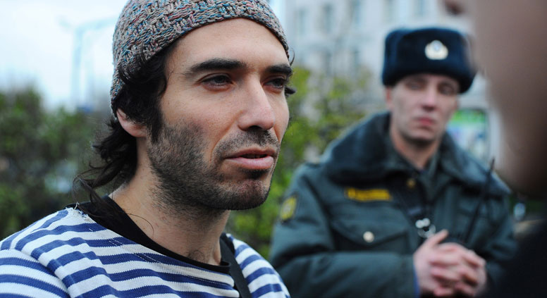 Poet Kirill Medvedev at a rally for the support of politically persecuted anti-fascist activists in St. Petersburg, 2012. Source: PhotoXpress