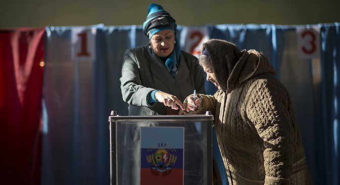 Over 527,000 voters have taken part in the elections of the head and parliament of the self-proclaimed Donetsk People's Republic.Soure: Valeriy Melnikov/RIA Novosti